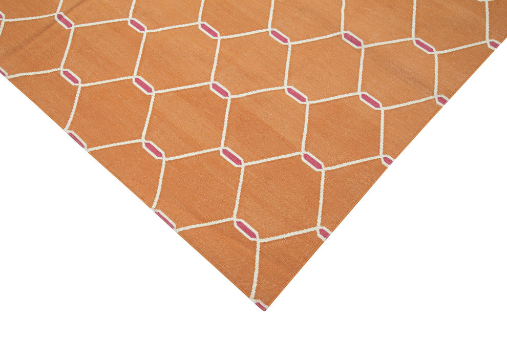 Rug N Carpet - Handmade Wool 6' 1'' x 9' 1'' Modern Design Dhurrie Kilim Rug