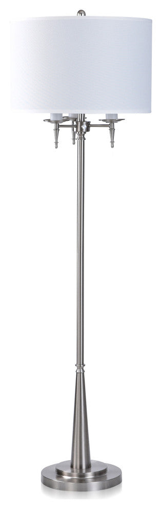 Gemma Metal Floor Lamp Brushed Steel Finish Off-White Shade