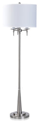 Gemma Metal Floor Lamp Brushed Steel Finish Off-White Shade