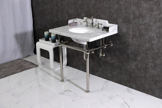 Kingston Brass LMS3030MB6 30" Carrara Marble Console Sink, Legs
