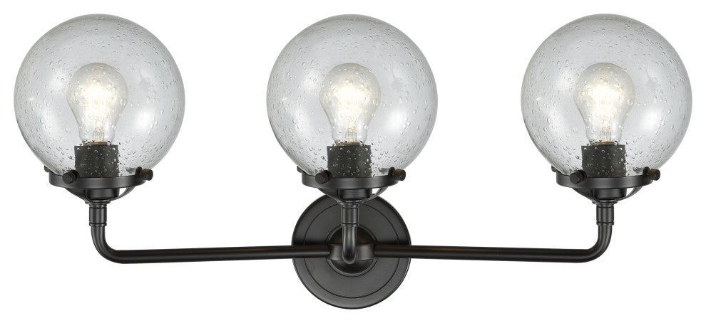 3-Light Beacon 24" Sconce, Oil Rubbed Bronze, Glass: Seedy