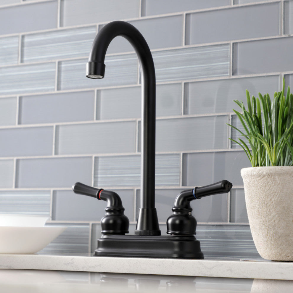 Kingston Brass KB490 Magellan Two-Handle 4" Centerset Bar Faucet, Matte Black