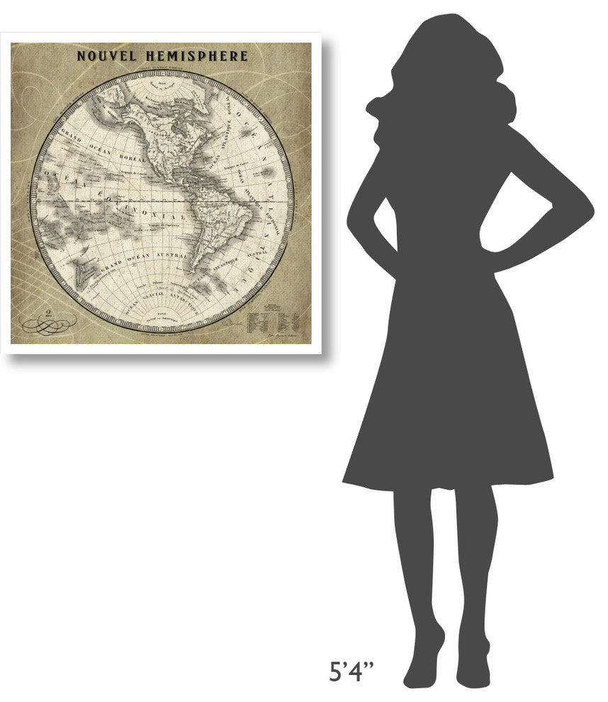"French World Map III" Digital Paper Print by Sue Schlabach, 32"x32"