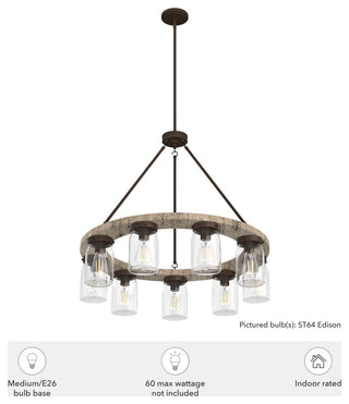 Devon Park Onyx Bengal and Barnwood 9 Light Chandelier Ceiling Light Fixture