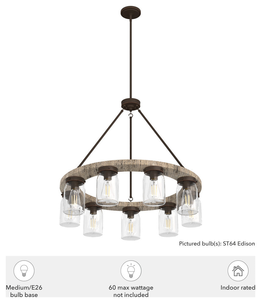 Devon Park Onyx Bengal and Barnwood 9 Light Chandelier Ceiling Light Fixture