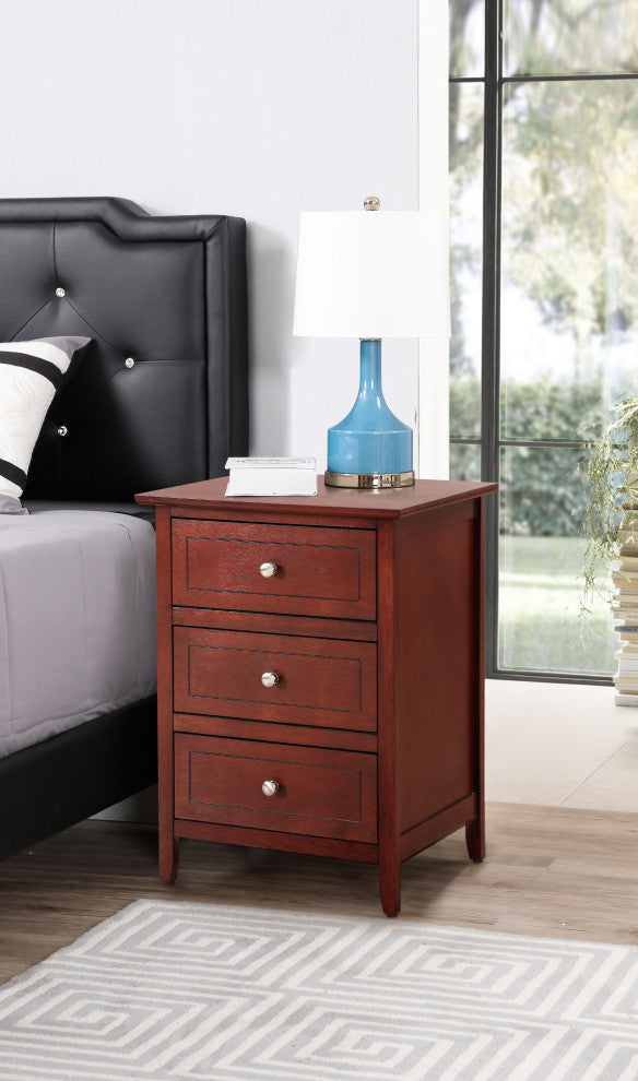 Drake 3-Drawer Nightstand, Cherry