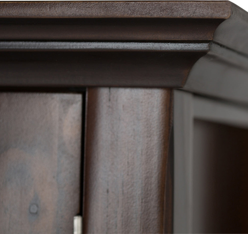 Acadian SOLID WOOD Wide Entryway Storage Cabinet, Brunette Brown