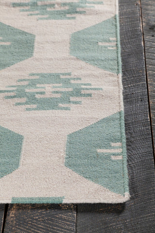 Lima Contemporary Area Rug, White and Green, 3'x5'