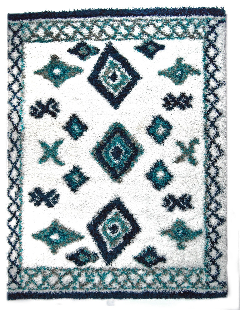 Delphos Tribal Diamond Shagin Teal and Gray - Teal and Gray - 6' 7" X 9' 6"