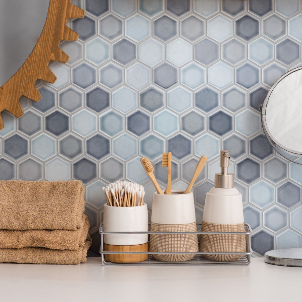 Hudson Due 2" Hex Stillwater Porcelain Floor and Wall Tile