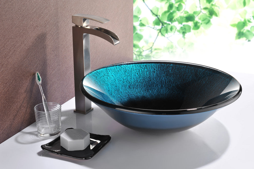 ANZZI Tara Series Tempered Glass Bathroom Vessel Sink