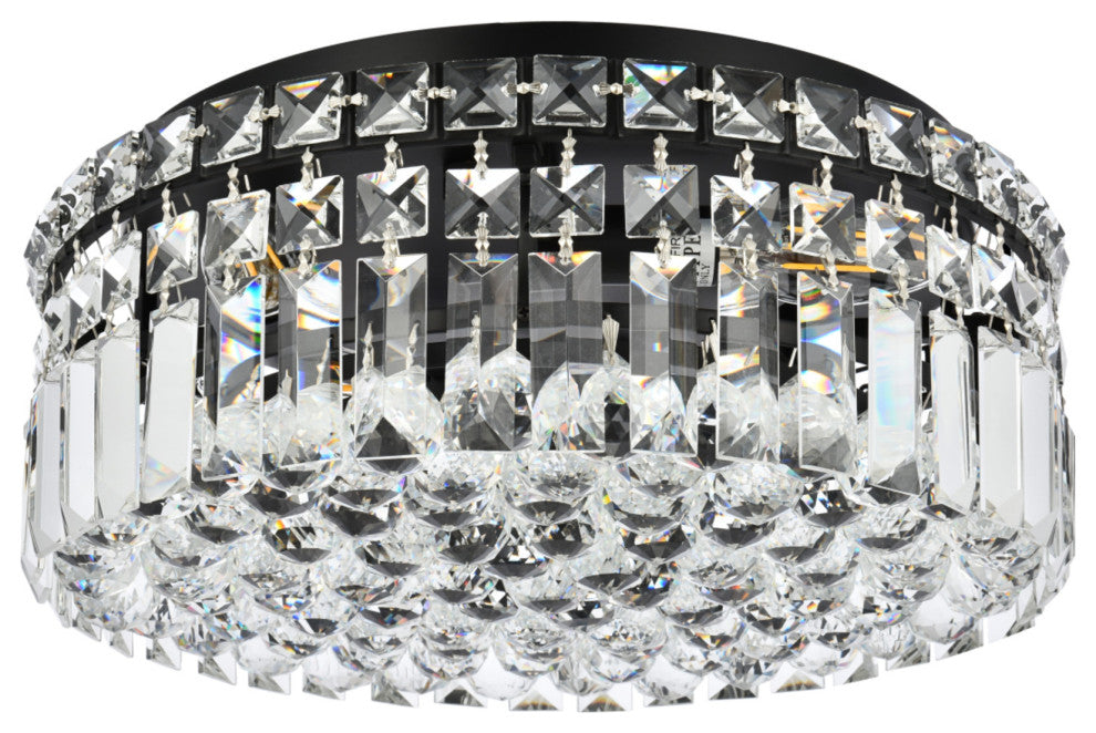 Elegant Lighting V2030F14/RC Maxime 4 Light 14"W Flush Mount Drum - Black