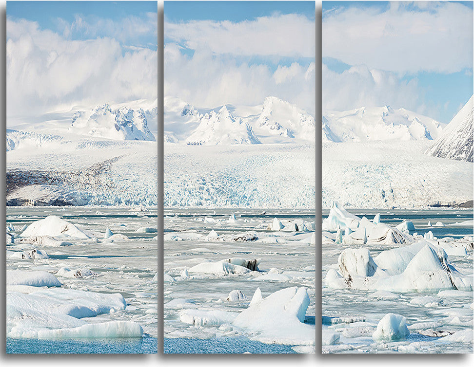 "Vatnajokull Glacier in Iceland" Metal Wall Art, 3 Panels, 36"x28"