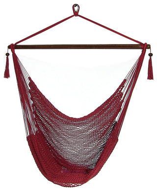Sunnydaze Caribbean Extra-Large Hanging Hammock Chair, Adjustable Stand, Red