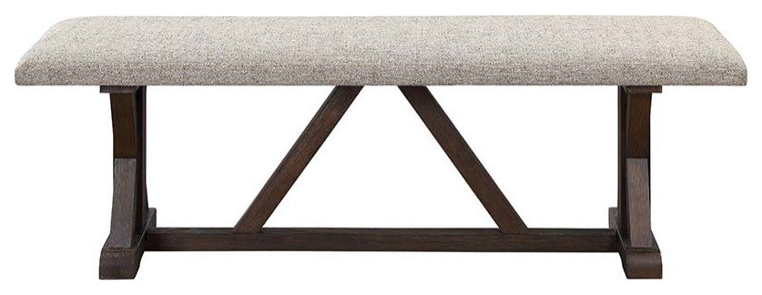 Acme Pascaline Bench Gray Fabric Rustic Brown and Oak Finish