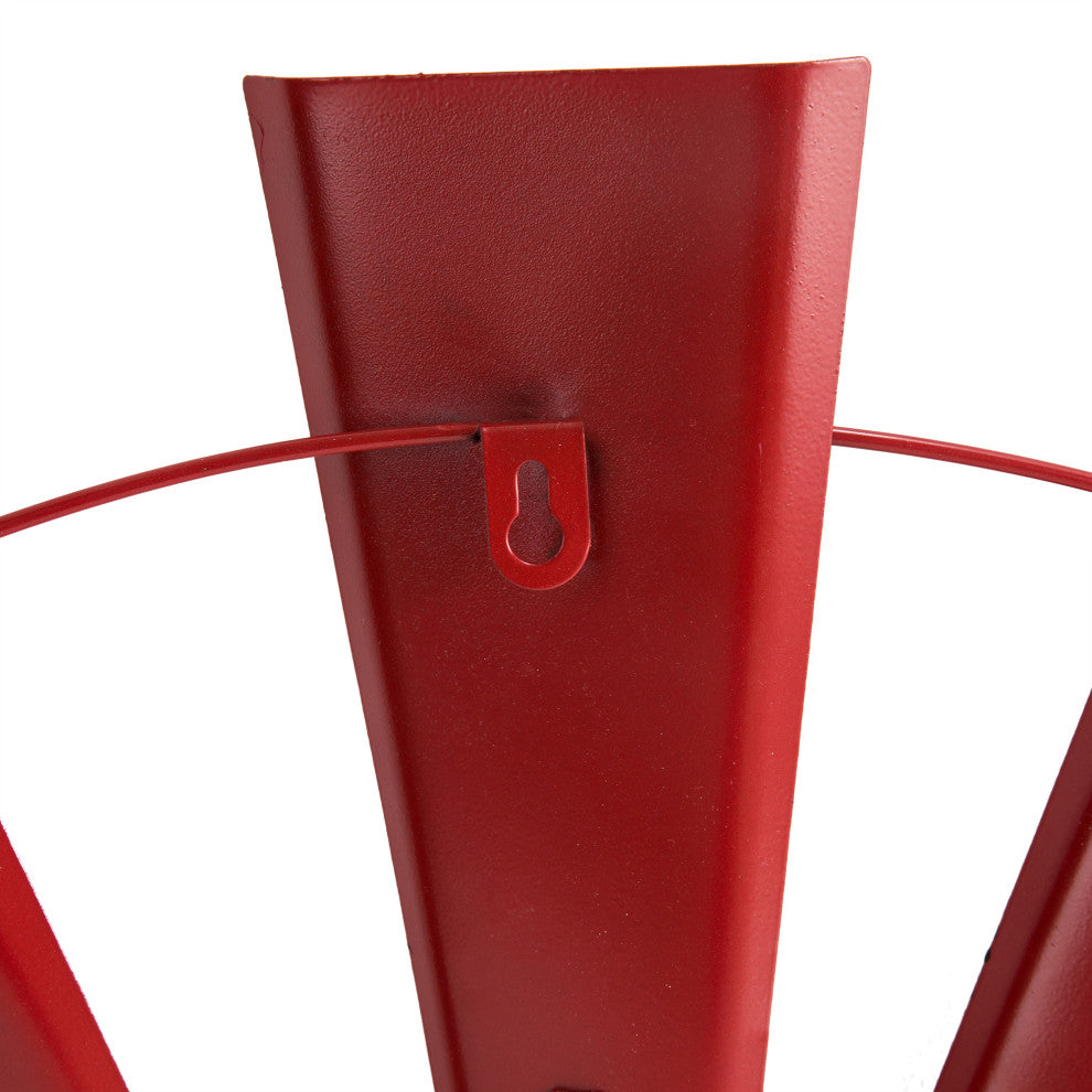 32"L Galvanized Farmhouse Half Wind Spinner Wall Decor, Red