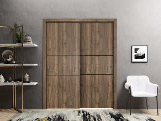 Bypass Doors 84 x 84 | Planum 0014 Walnut with  | Sturdy Rails