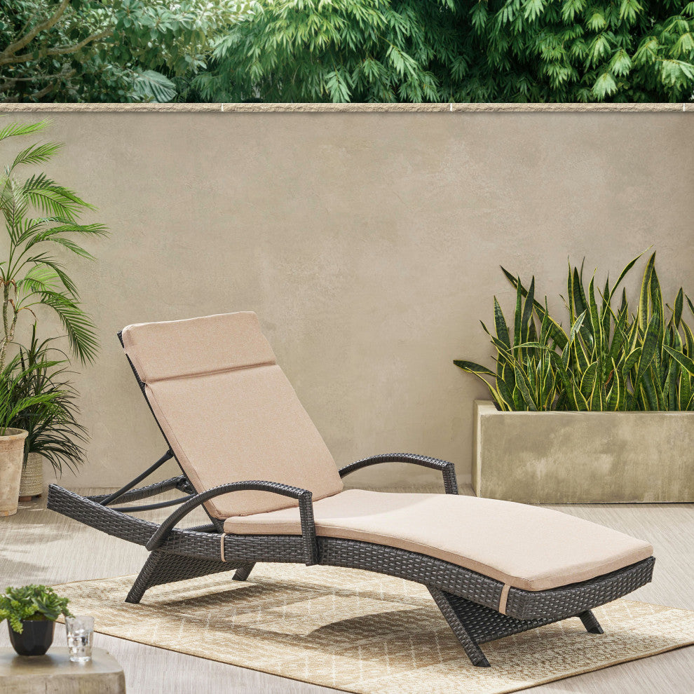 GDF Studio Soleil Outdoor Chaise Lounge Cushion, Textured Beige