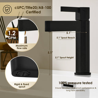 Stila Single Hole Single-Handle Bathroom Faucet, Matte Black