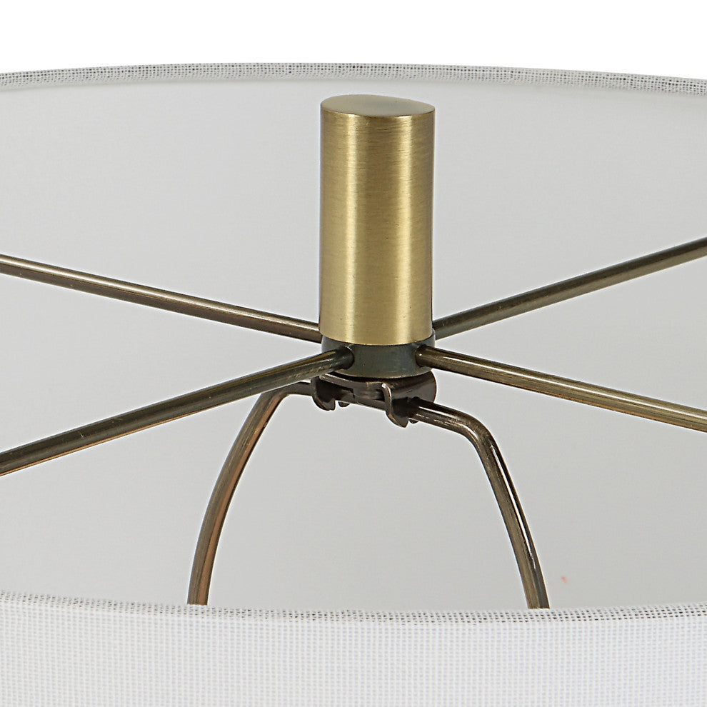 Elegant Modern Gray Black Antique Brass Floor Lamp 63 in Organic Stripes Carved