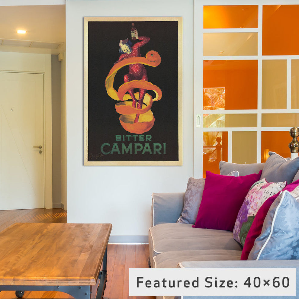 "Bitter Campari (Vintage)" by Leonetto Cappiello, 26x18x1.5"