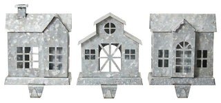 7.00"H Set of 3 Galvanized House Stocking Holder