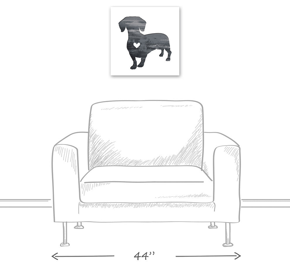 Designs Direct Creative Group Ink Silhouette Dachshund 16x16 Canvas Wall Art