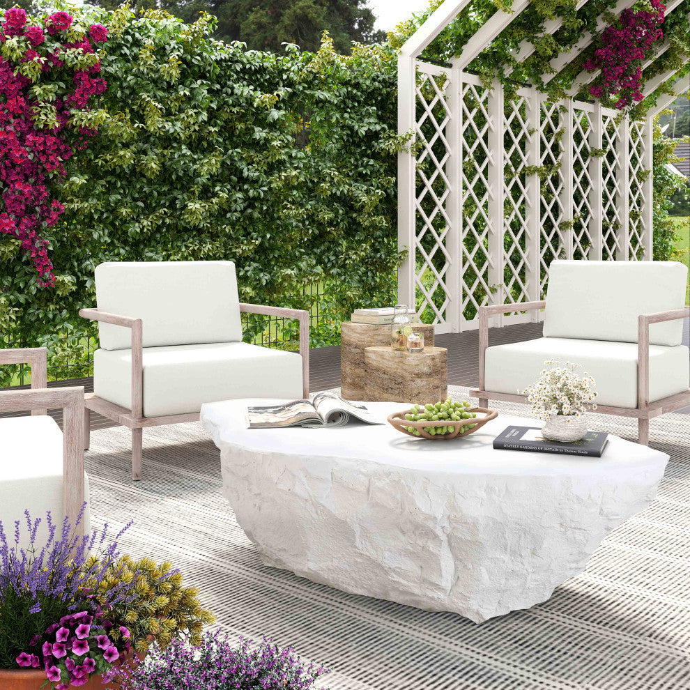 Crag Concrete Indoor/Outdoor Coffee Table, White