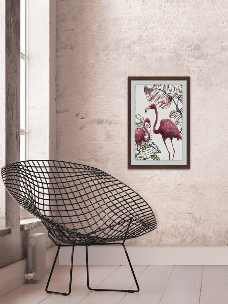"Tropical Flamingos I" Framed Painting Print, 20"x30"