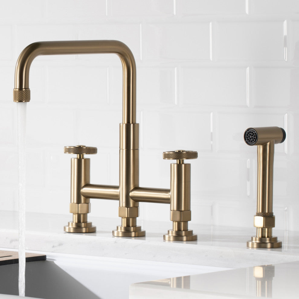 Urbix Bridge Kitchen Faucet, Brushed Gold