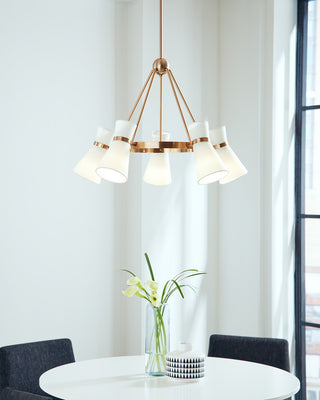Clark Five Light Chandelier, Satin Brass