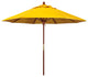 9' Square Push Lift Wood Umbrella, Sunbrella, Sunflower Yellow