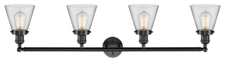 Small Cone 4-Light Bath Fixture, Clear Glass, Oil Rubbed Bronze