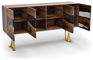 Deluxe Walnut Credenza, 86.6"