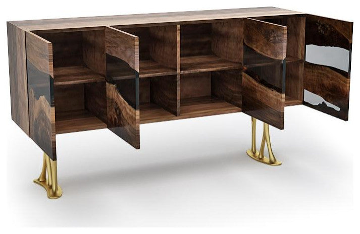 Deluxe Walnut Credenza, 86.6"