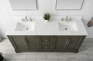 Vanity Art Bathroom Vanity With Sink & Top, Silver Grey, 72" (Double Sink), Engineered Marble