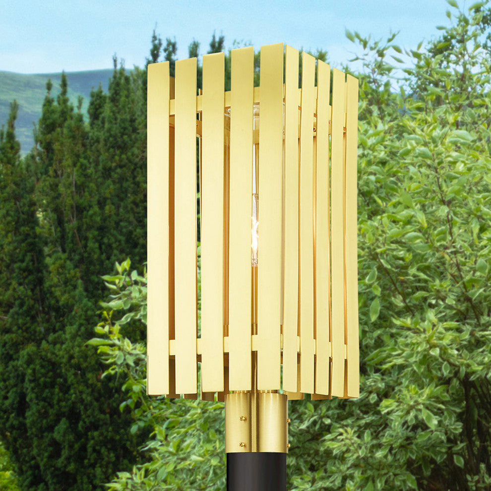 Livex Lighting Greenwich 1 Light Satin Brass Large Outdoor Post Top Lantern