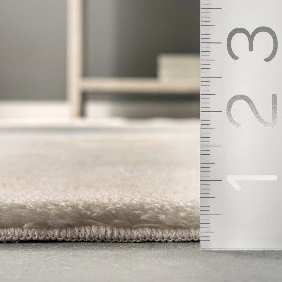 nuLOOM Loni Solid Machine Washable Shag Area Rug, Cream, 6'x9'