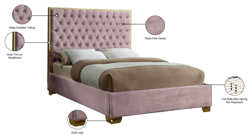 Lana Velvet Bed, Pink, Full