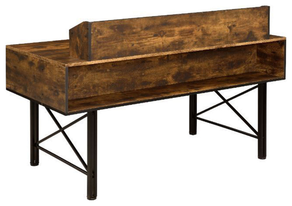 5 Storage Drawers Computer Desk, Weathered Oak and Black