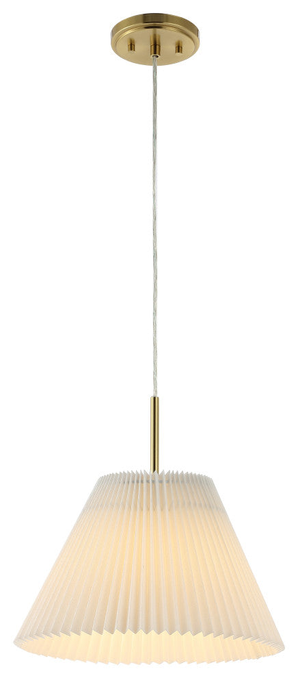 1-Light Classic French Country Iron LED Pendant With Pleated Shade