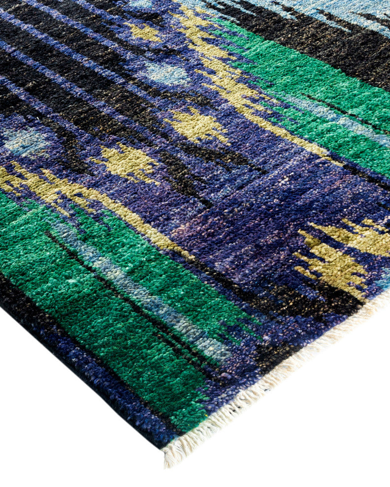 Modern, One-of-a-Kind Handmade Area Rug Black, 12' 5" x 11' 10"