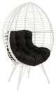 Galzed Teardrop Patio Chair, Black Fabric and White Wicker