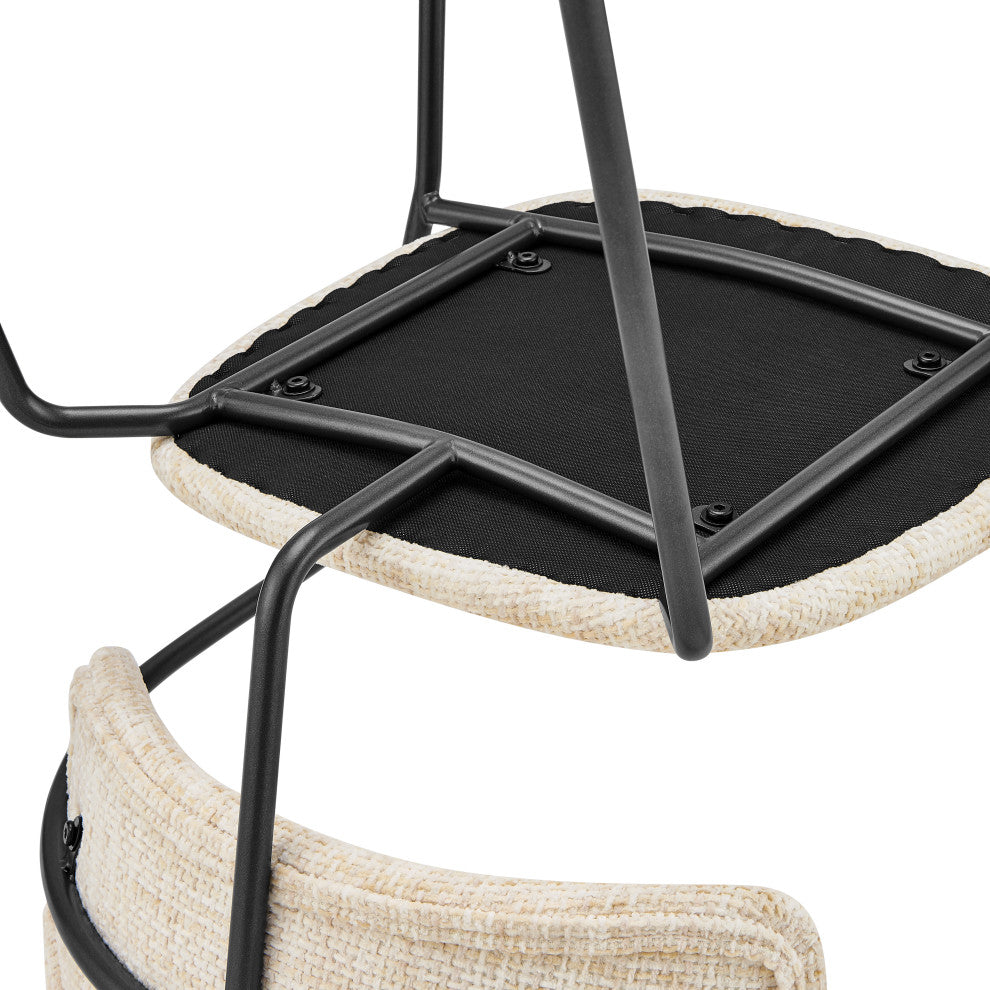 Alivia Fabric Dining Side Arm Chair,, Set of 2, Allure Cream