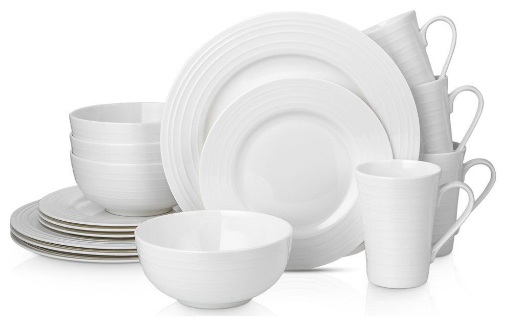 Stone Lain Eleanor Bone China 16 Piece Dinnerware Set, White