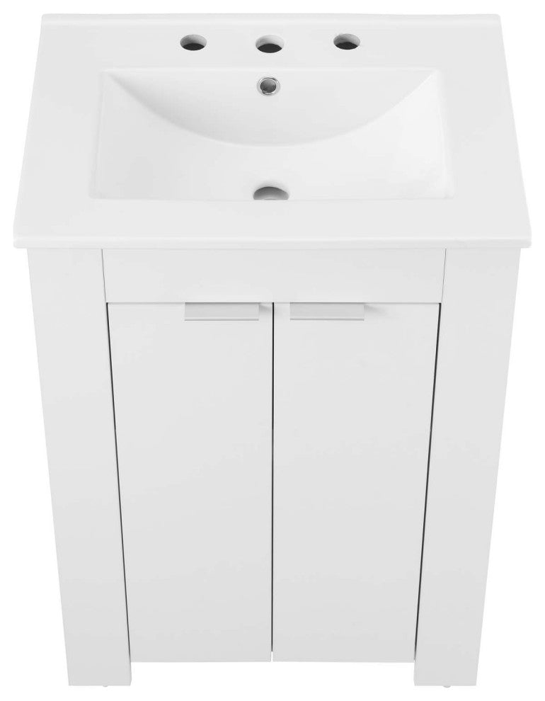 Sink Vanity Cabinet, Melamine, White, Modern Contemporary, Hotel Bathroom