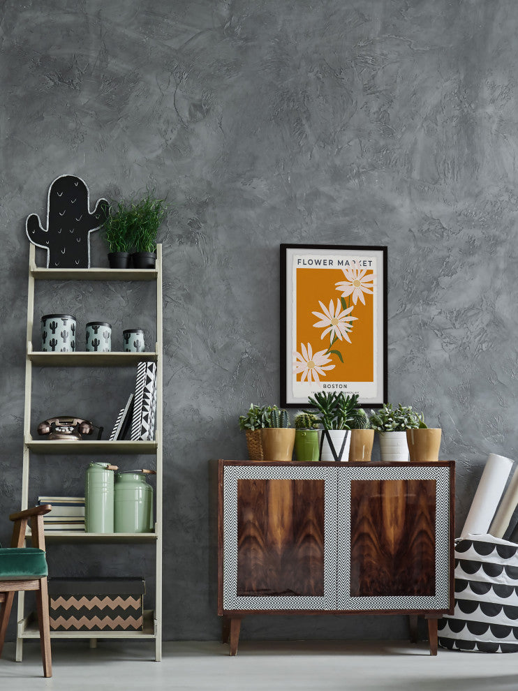 "Flower Market Boston" Framed Painting Print, 12x18