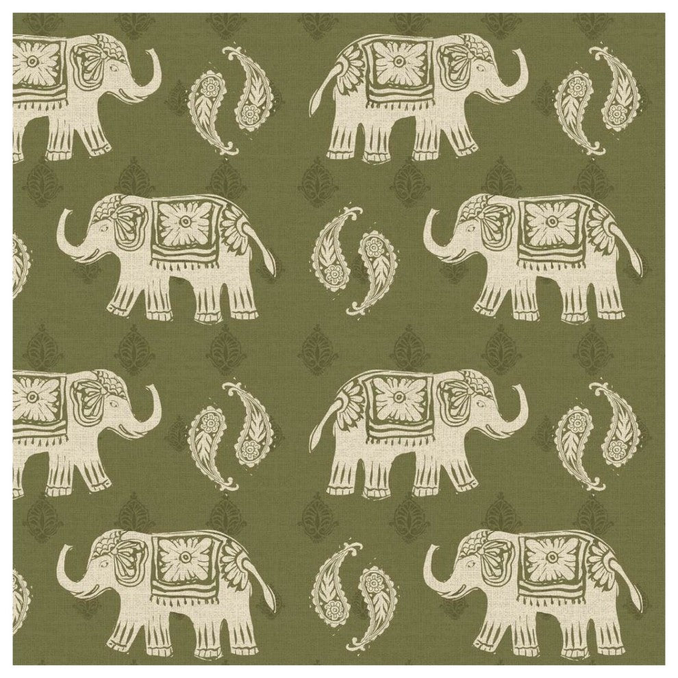 "Woodcut Elephant Patterns" Digital Paper Print by Daphne Brissonnet, 38"x38"