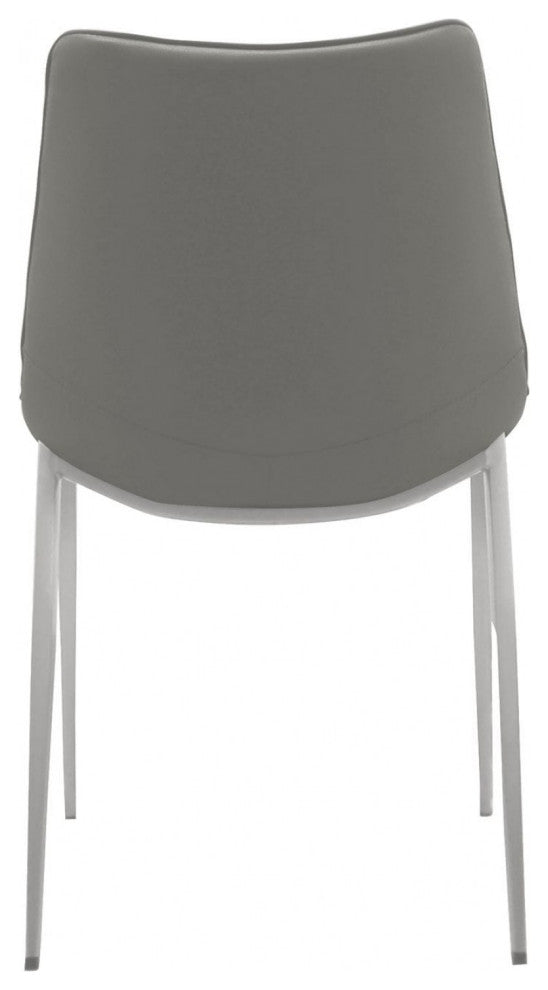 Set of Two Gray Faux Leather Modern Dining Chairs