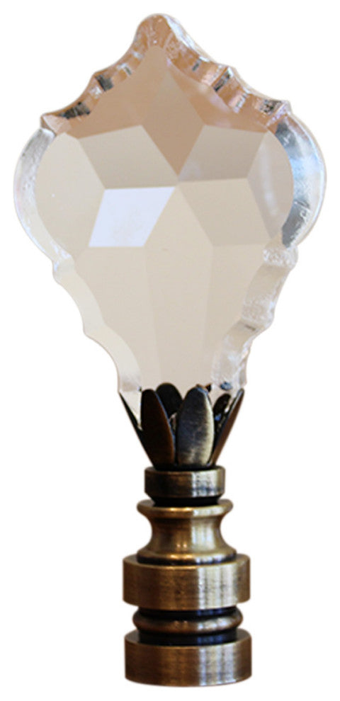 2.75"H Swarovski Crystal Gothic Cross Antique Brass Base Lamp Finial